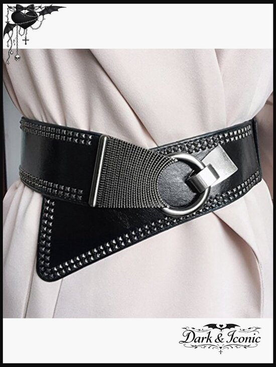 Wide Elastic Studded Punk Belt Chunky Waistband Retro 80s Stretch main image 4